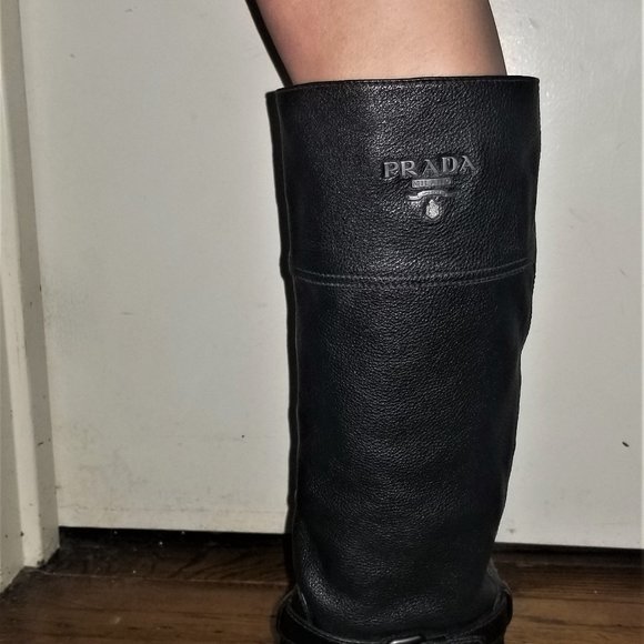 NIB! Prada Pebbled Leather Riding Boots - Size 39 - Picture 3 of 9